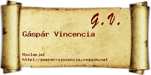 Gáspár Vincencia névjegykártya